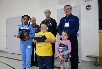Terrific Kids' award recipients with members of the Kiwanis Club of Sarnia-Lambton Golden K. February 27, 2023. (Photo by Natalia Vega)
