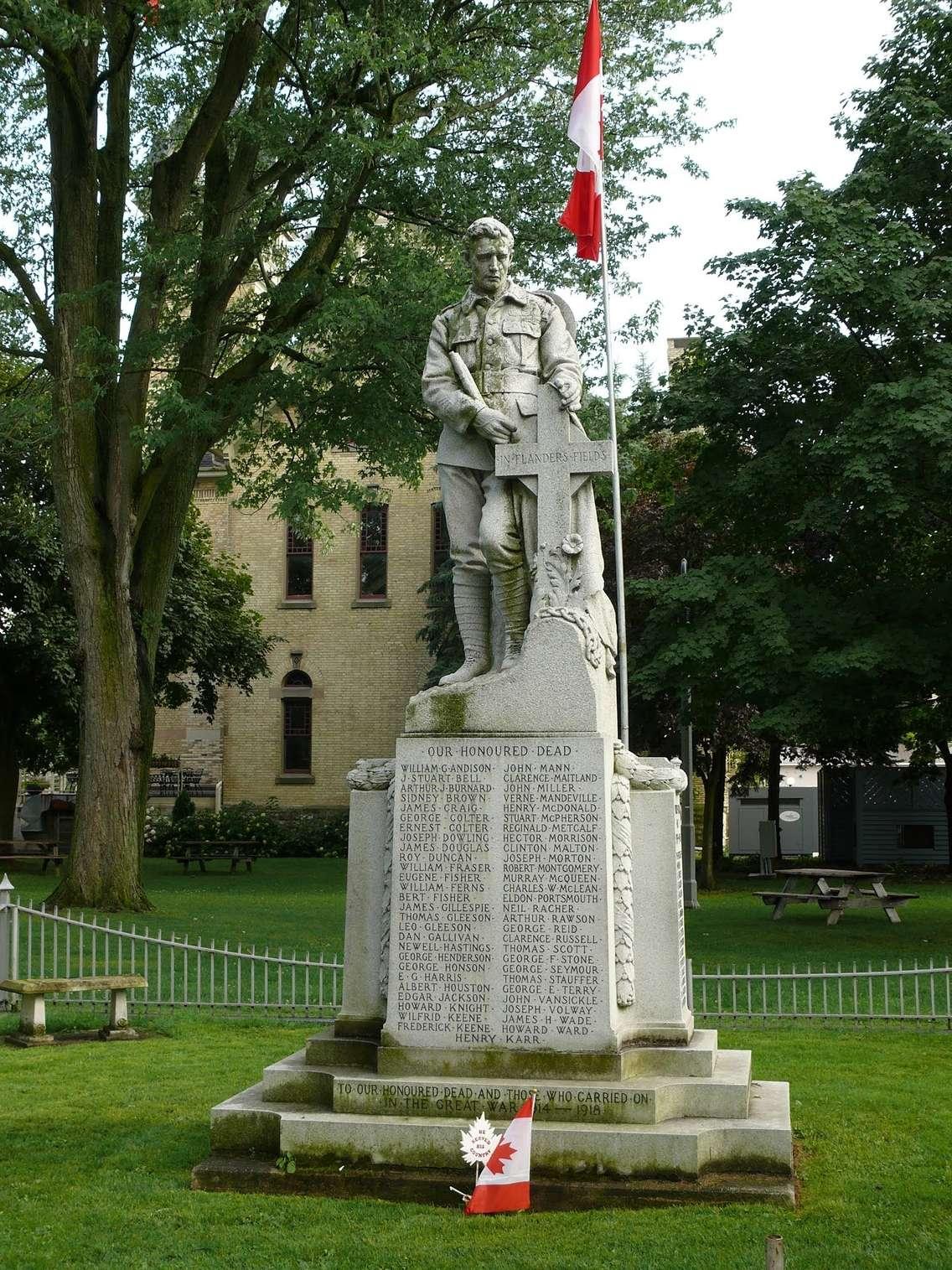 Petrolia Cenotaph at Victoria Park. Photo courtesy of www.veterans.gc.ca