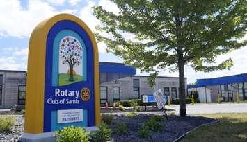 Pathways erects a legacy sign to honour the Rotary Club of Sarnia.  22 June 2021.  (BlackburnNews.com file photo)