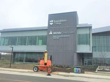 Sign erected at new Lambton College health & research centre May 7, 2019 (Photo via Twitter)