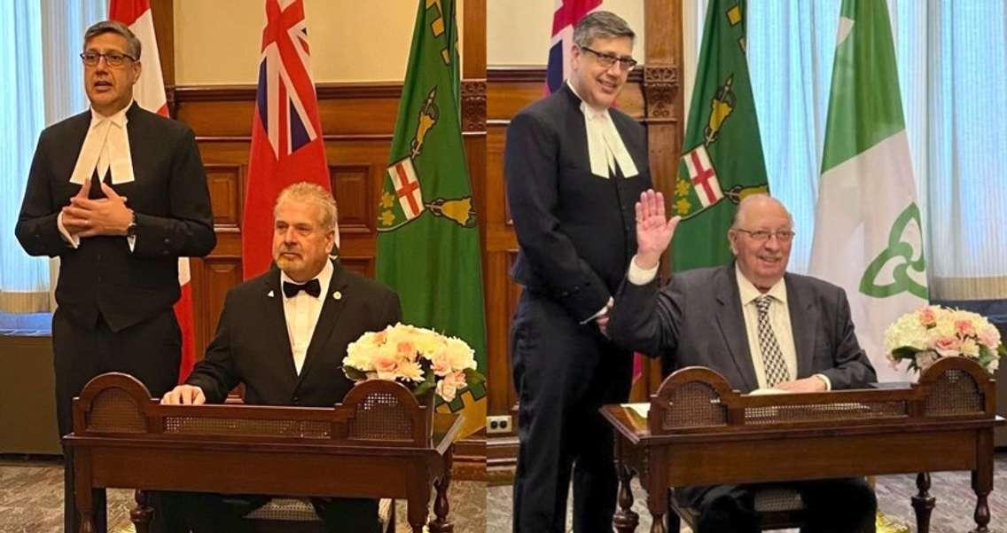 Clerk of the Legislative Assembly of Ontario Trevor Day and Lambton-Kent-Middlesex MPP Steve Pinsonneault (Photo courtesy of Pinnsonneault viz X) and Sarnia-Lambton MPP Bob Bailey (submitted photo) March 18, 2025.