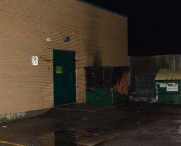 A dumpster fire at Northgate Plaza in Sarnia - Aug 22/24 (Photo courtesy of Sarnia Police Service)