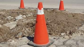 Road work with orange pylons. Photo courtesy of Blackburn News 