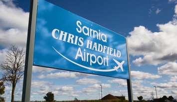 The sign in front of Sarnia's Chris Hadfield Airport. (Photo from the City of Sarnia's facebook page)