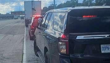  Traffic stop. Photo courtesy of Lambton OPP