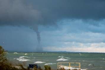 Tornado over Lake Huron Sept 18, 2023. Photo courtesy of @PhotoChaserJ via Twitter.