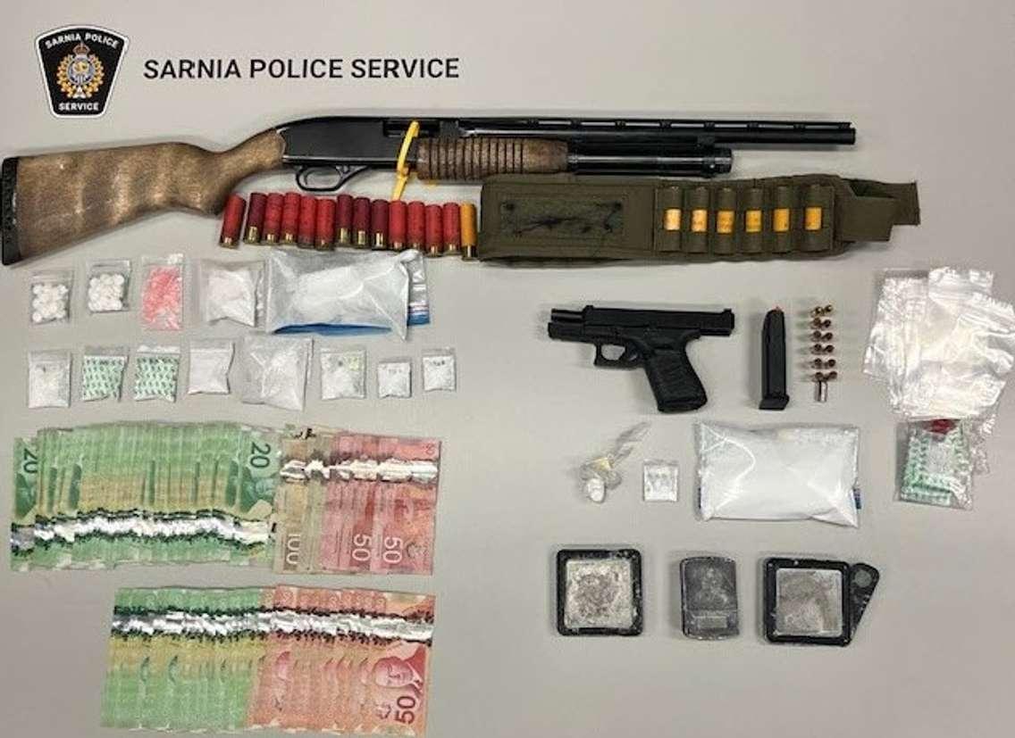 Drugs and weapons seized in a bust by Sarnia police - Jan. 22/25 (Photo courtesy of Sarnia Police Service)