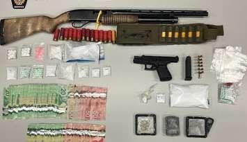 Drugs and weapons seized in a bust by Sarnia police - Jan. 22/25 (Photo courtesy of Sarnia Police Service)