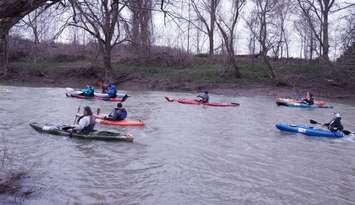 Paddlers compete during the Sydenham River Canoe and Kayak Race in 2022 (Photo contributed by: St. Clair Region Conservation Authority).