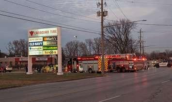 Collision at Canadian Tire entrance. November 22, 2022. (Blackburn Media photo)