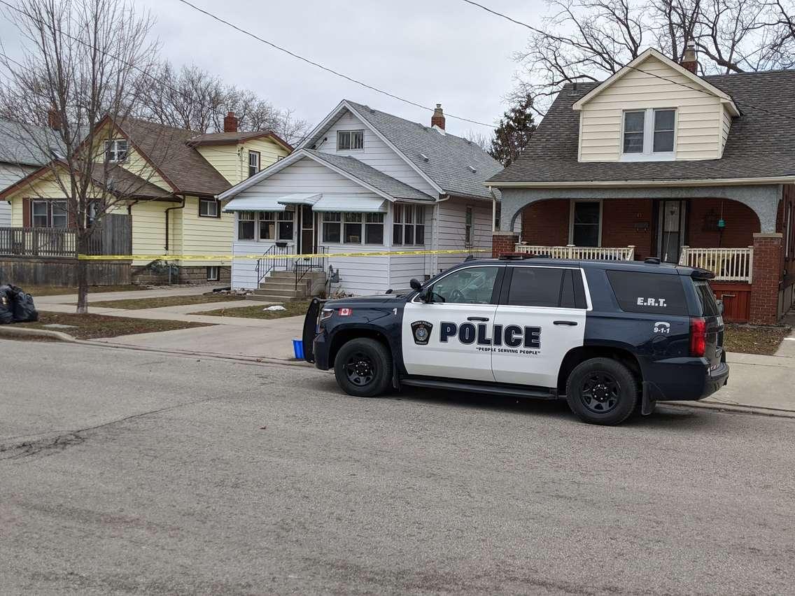 Sarnia police investigate an assault in the 400 block of Talfourd St. - Mar 4/21 (Blackburnnews.com photo by Josh Boyce)