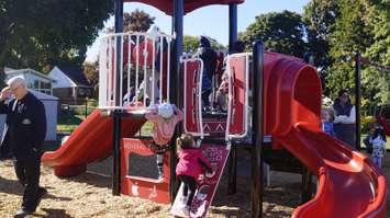 Students playing on the new playground at the King George VI School, Oct. 17, 2024 (Photo by: Lindsay Newman)