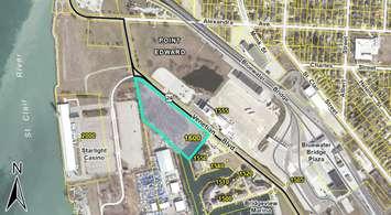 Subject area for proposed development at 1600 Venetian Blvd. July 2025. (Photo courtesy of Village of Point Edward/council agenda)