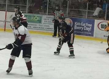 The Chatham Maroons take on the Sarnia Legionnaires, November 29, 2015. (Photo courtesy of Jocelyn McLaughlin)