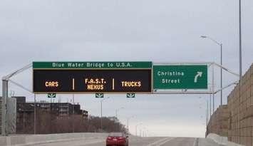Highway 402 electronic sign. BlackburnNews.com file photo.
