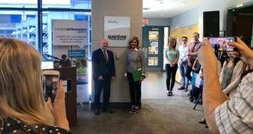 guard.me International Insurance President Keith Segal poses for photos with Lambton College President Judith Morris. June 3, 2019 Photo by Melanie Irwin.