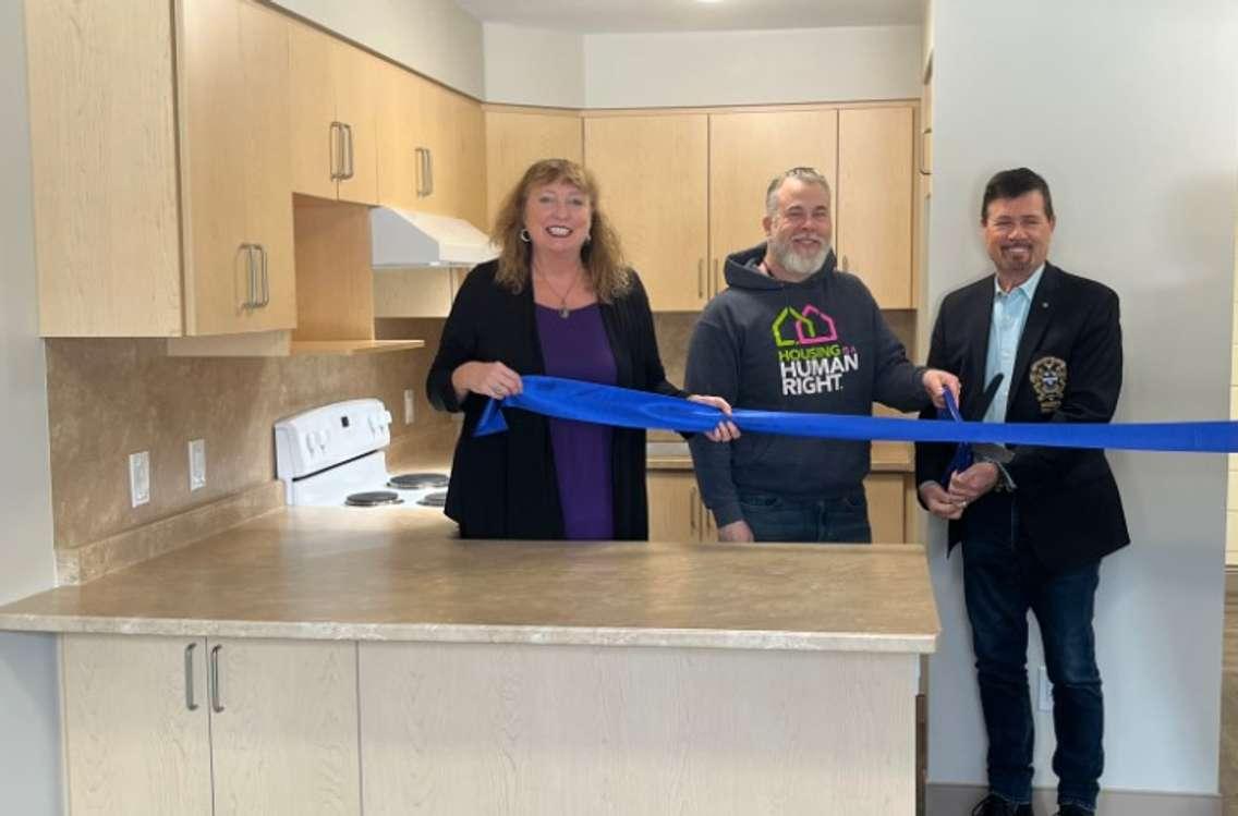 MP Marilyn Gladu, Sarnia Councillor Brian White and County of Lambton Kevin Marriott at a new unit in Sarnia (Photo by: County of Lambton)