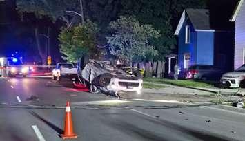 Collision reported on Vidal Street between Talfourd Street and Devine Street. July 1, 2025. (Photo courtesy of Sarnia Police Service)