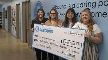 Sarnia-Lambton receives a cheque from Shell Canada for hub support (Photo by: Lindsay Newman/ Blackburn Media)