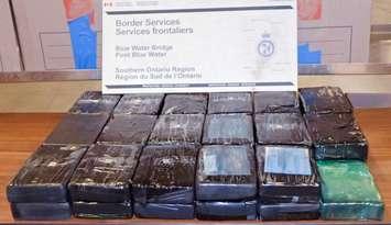 Cocaine seized entering Canada at the Blue Water Bridge - June 12/25 (Photo courtesy of CBSA)