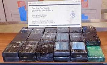 Cocaine seized entering Canada at the Blue Water Bridge - June 12/25 (Photo courtesy of CBSA)