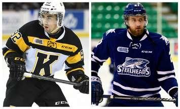 Sarnia natives Corey Pawley and Nick Zottl during their time in the OHL.
