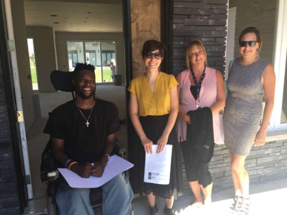 Bluewater Health Foundation shows off its 2018 fully "VisitAble" dream home. (Left to right) Foundation Board Member Dan Edwards, Executive Director Kathy Alexander, Special Events Coordinator Johanne Tomkins and Marketing and Fund Development Coodinator Adelle Stewardson. August 8, 2017 (Photo by Melanie Irwin)