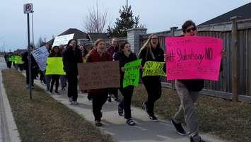 Sarnia-Lambton students protesting changes to education. April 4, 2019. (Photo by Colin Gowdy, BlackburnNews)