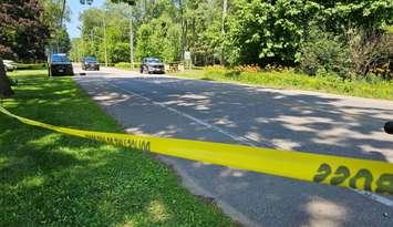 Sarnia police investigate a crash on Lakeshore Road - July 2/25 (Photo courtesy of Sarnia police via X)