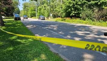 Sarnia police investigate a crash on Lakeshore Road - July 2/25 (Photo courtesy of Sarnia police via X)