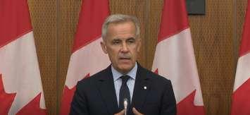 Canadian Prime Minister Mark Carney speaks at a news conference - Aug 22/25 (Photo via CPAC)