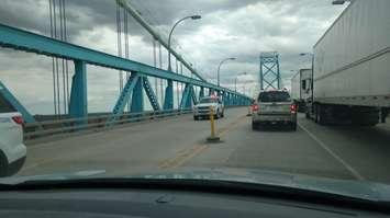 Vehicles on the Ambassador Bridge on April 16, 2017 (Photo by Mark Brown/Blackburn News)