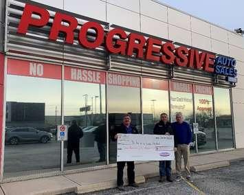 Progressive Auto Sales donating $150,000 to The Inn of the Good Shepherd in Sarnia.  December 2021.  (Photo by Inn of the Good Shepherd)

From left to right: Inn Ex. Director Myles Vanni, and Progressive Auto Sales co-owners John and Dan Whitton.