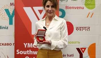 Lambton College's Susan Doughty is honoured with a YMCA Peace Medal - Nov. 21/24 (Photo courtesy of YMCA Southwestern Ontario)