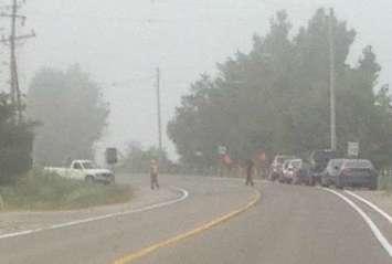 CF Industries employees detour traffic due to ammonia leak Thurs Aug 11, 2016.  Photo submitted by  Brian Lauwereys.