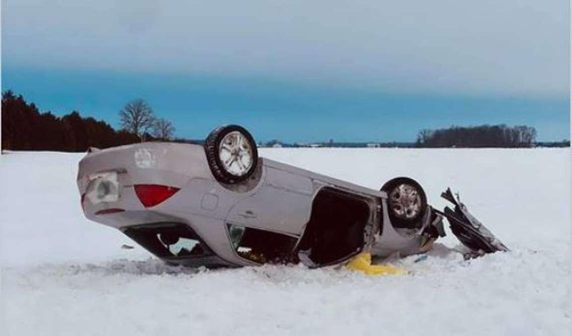 Rokeby Line Crash Feb. 18, 2021 (Photo from Petrolia & North Enniskillen Fire Service via Facebook)