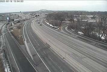 Highway 402 at Front Street in Sarnia. February 16, 2022. (Traffic camera photo via Ontario 511. )