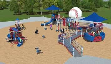 Design's for a new children's playground at Germain Park. Image courtesy of ABC Recreation, via. City of Sarnia council agenda.
