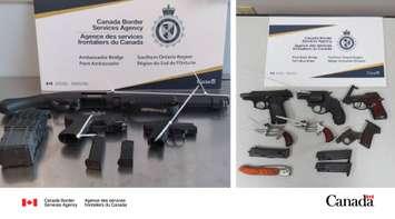 Weapons seized by the Canada Border Services Agency August 10, 2024. Photo courtesy of the CBSA via X. 