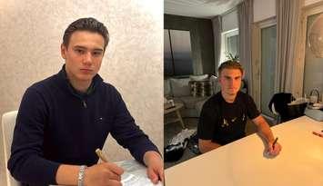 Sarnia Sting 2024 import draft picks Ruslan Karimov (L) and Jack Bodin (R) (Photos courtesy of Sarnia Sting)