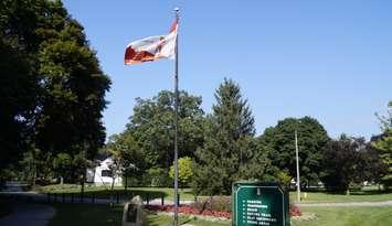 The Terry Fox flag at the entrance to Canatara Park. September 13, 2018. (Photo by Colin Gowdy, BlackburnNews)