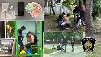 Multiple arrests reported following enforcement sweep. July 2, 2025. (Photo courtesy of Sarnia Police Service)