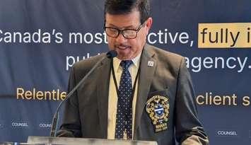 Lambton County Warden Kevin Marriott at the Counsel Public Affairs reception AMO. Photo courtesy of Western Ontario Wardens Caucus via Facebook.