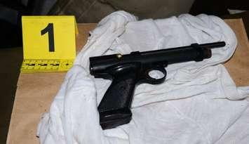 A .22 calibre pellet handgun. Photo courtesy of the Sarnia Police Service. 