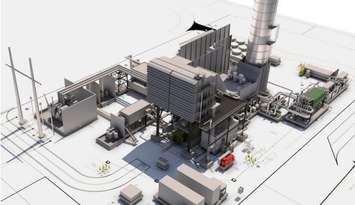 Conceptual design of a ~500 MW simple cycle gas turbine facility. Photo courtesy of Altura Power presentation.