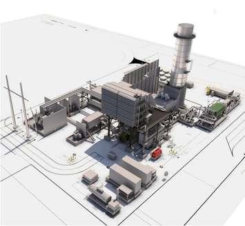 Conceptual design of a ~500 MW simple cycle gas turbine facility. Photo courtesy of Altura Power presentation.