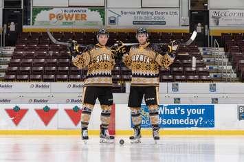 Sarnia Sting Defenceman Josh Jacobs (L) and Forward Pavel Zacha (Photo Courtesy of Sarnia Sting)
