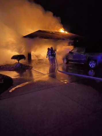 Rokeby Line Fire, November 24, 2021. Photo courtesy of the Petrolia and North Enniskillen Fire Department. 