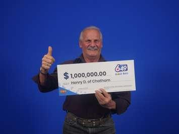 Lotto 649 Gold Ball winner Henry Dumouchel of Chatham. (Photo via OLG)