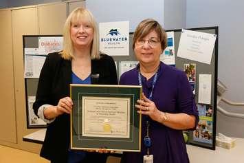 (l-r): Susan Harris, Certified Diabetes Educator and Kathy Sterling, Manager, Diabetes and Clinical Nutrition proudly display the certificate from the Canadian Diabetes Association. Submitted photo.